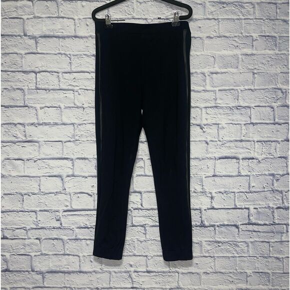 Spanx Ponte black pants size xl cropped faux leather stripe track jogger legging - Picture 2 of 9